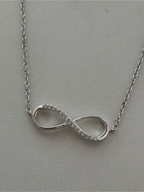 Infinity ankle bracelet 925 Sterling Silver 10” Adjustable CZ